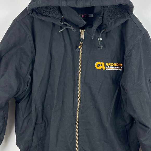 CX2 Winter Bomber Jacket Size 2XL Black Full Zip Long Sleeve Hooded Lined Insula - Picture 3 of 9